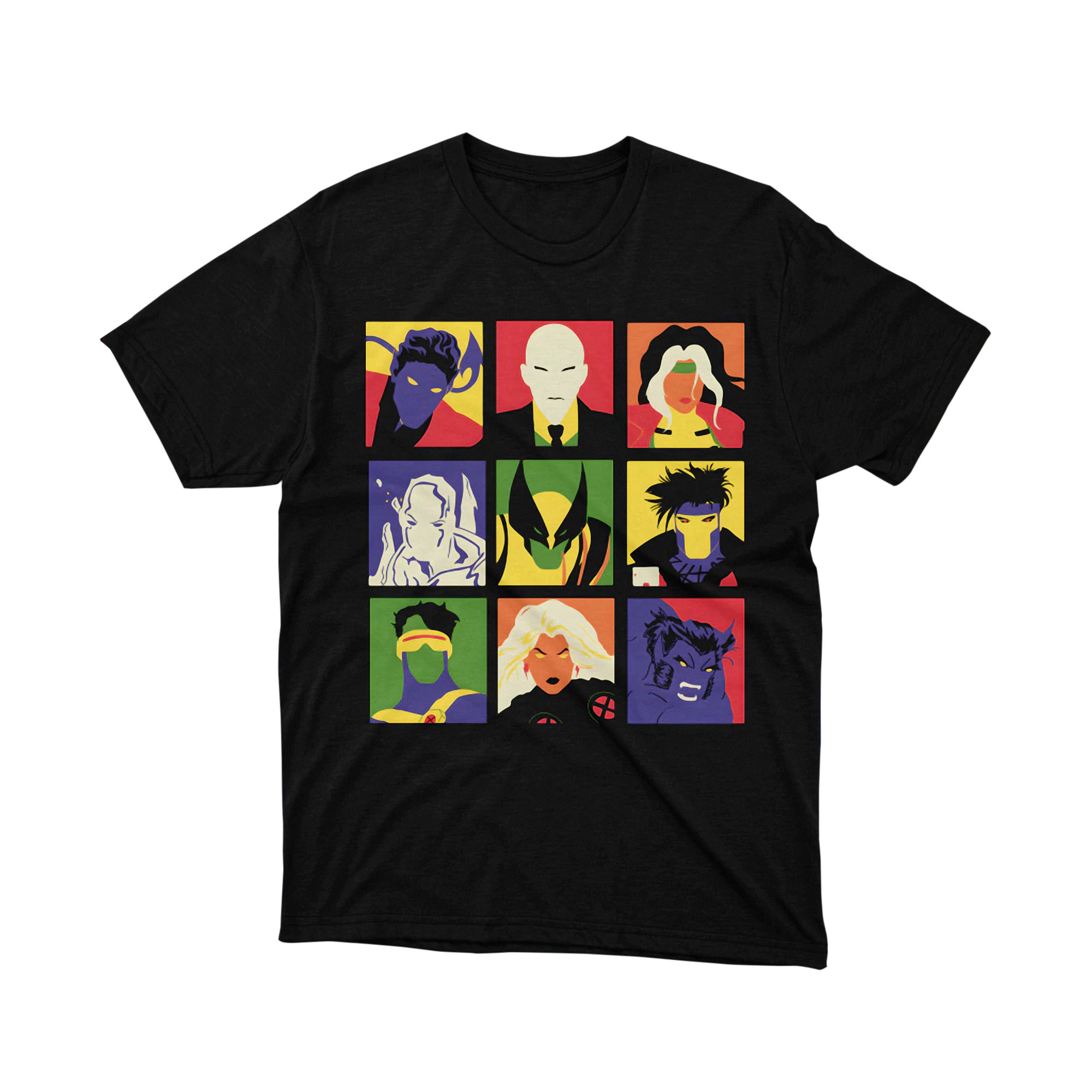 X Men Pop Art Grid Parody T Shirt Marvel Mutant Faces Unisex