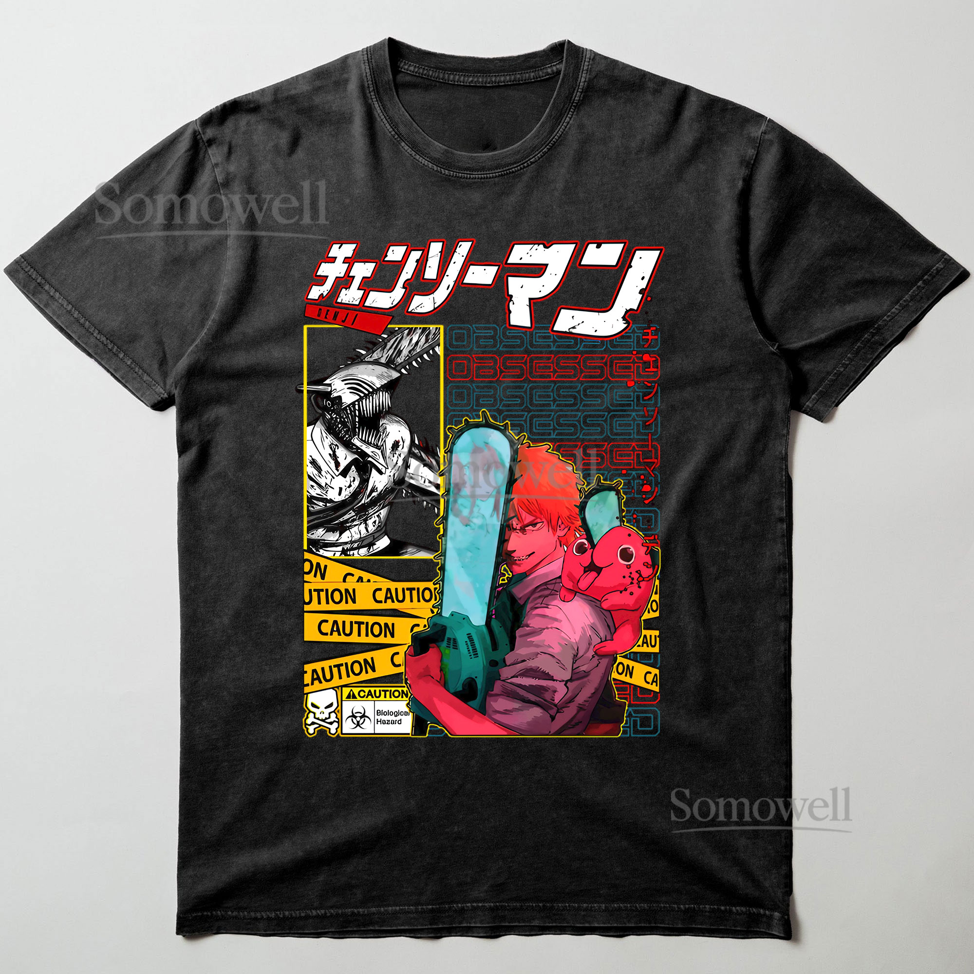 Chainsaw Man Obsession Caution Manga Art ,hoodie sweatshirt vintage