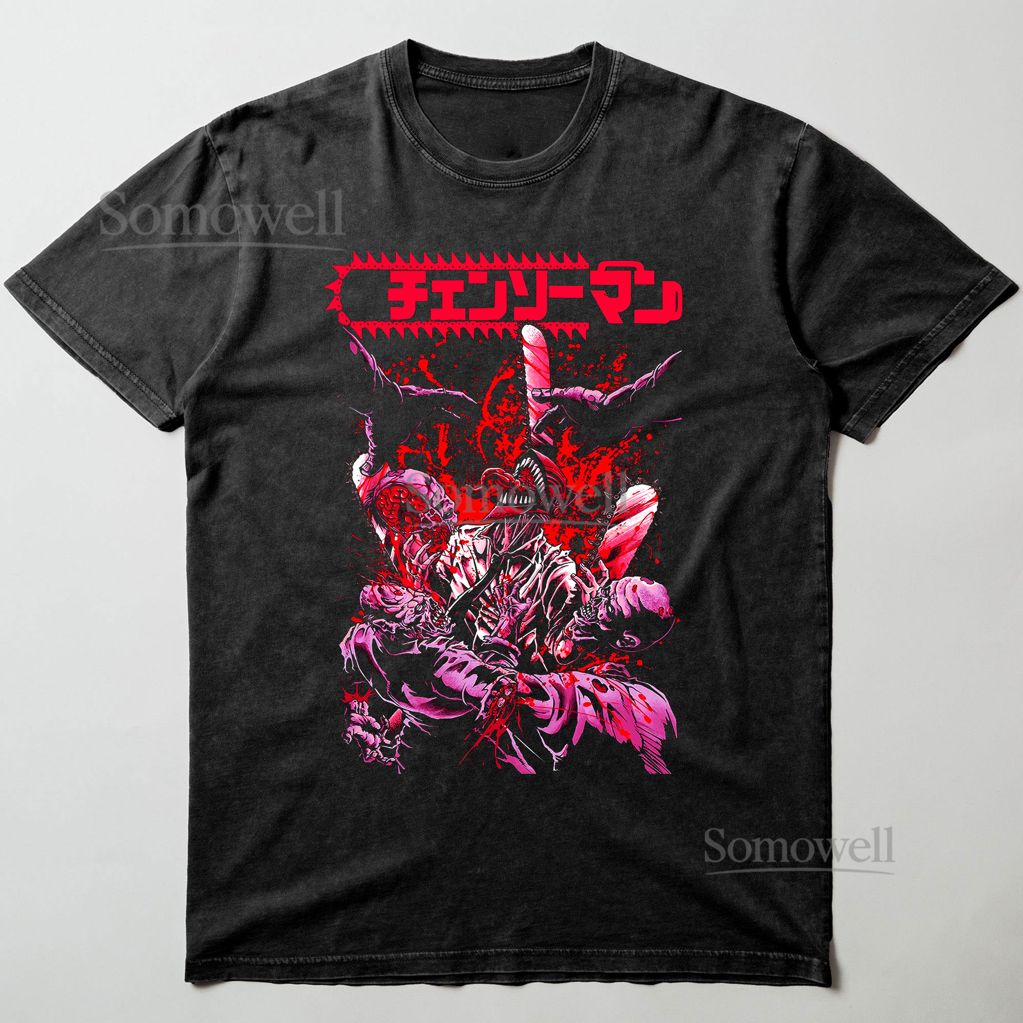 Chainsaw Man Splatter Battle Pink Graphic ,hoodie sweatshirt vintage