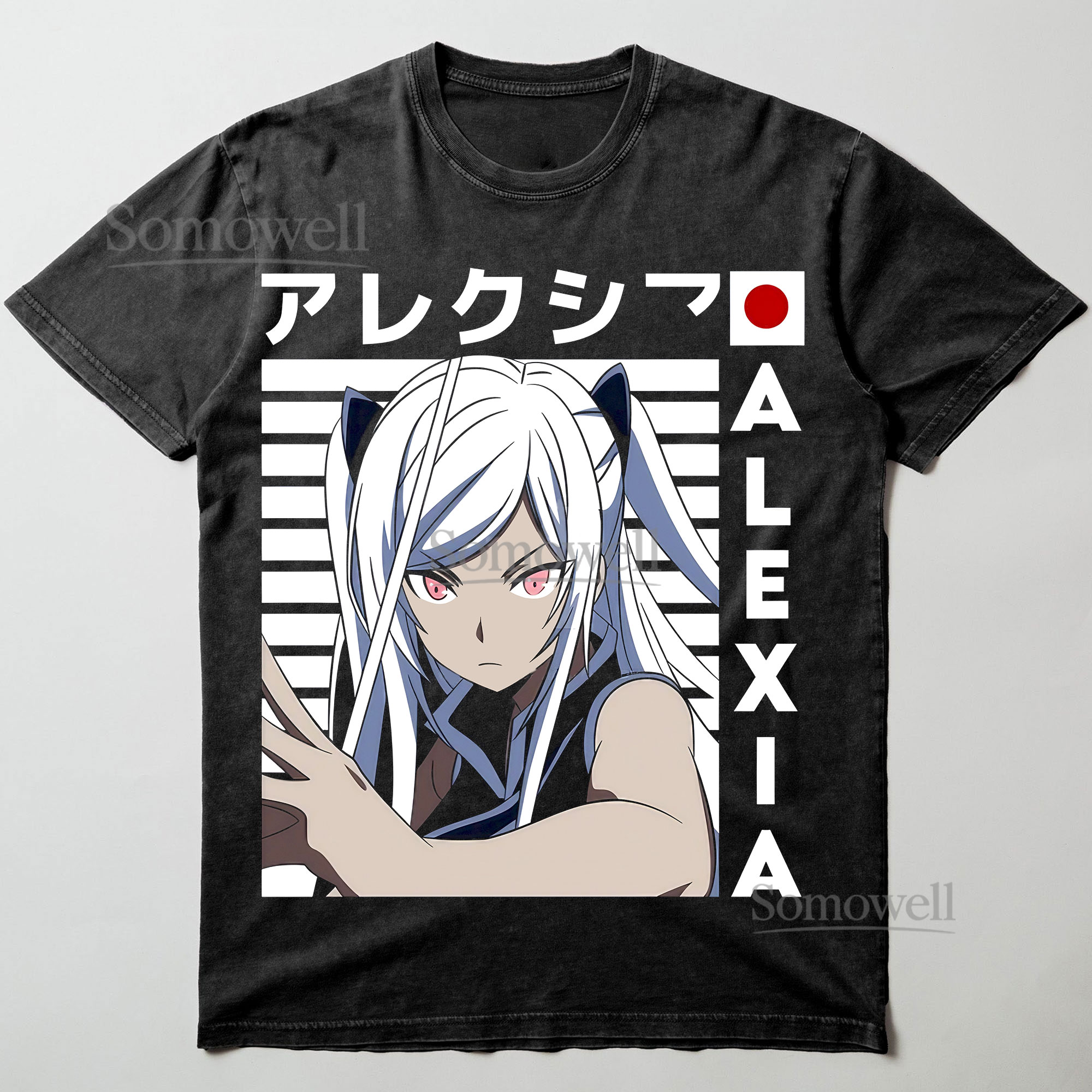 Eminence in Shadow Alexia Stripes White Hair Anime Graphic ,hoodie sweatshirt t shirt vintage Japanese Manga T Shirt