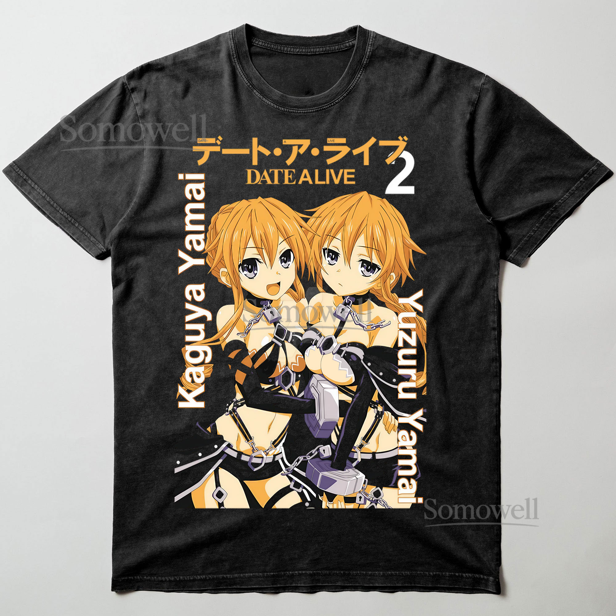 Date A Live Kaguya and Yuzuru Yamai Twin Anime Girl Graphic ,hoodie sweatshirt t shirt vintage Japanese Manga T Shirt