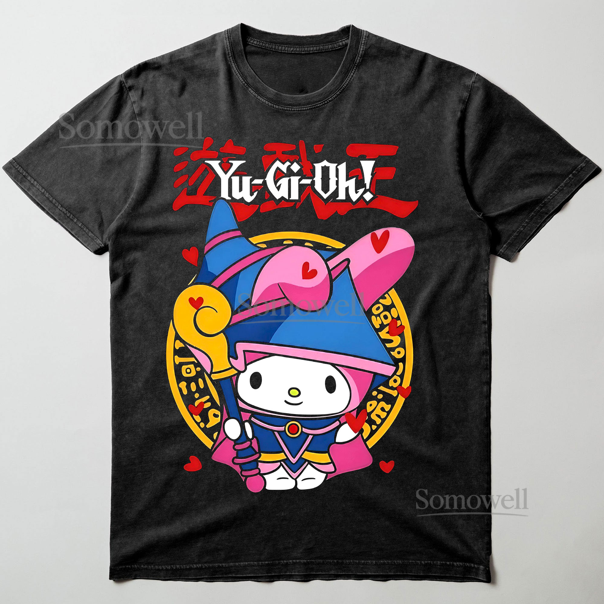 Yu Gi Oh Hello Kitty Dark Magician Girl Anime Graphic ,hoodie sweatshirt t shirt vintage Cute Japanese Manga T Shirt