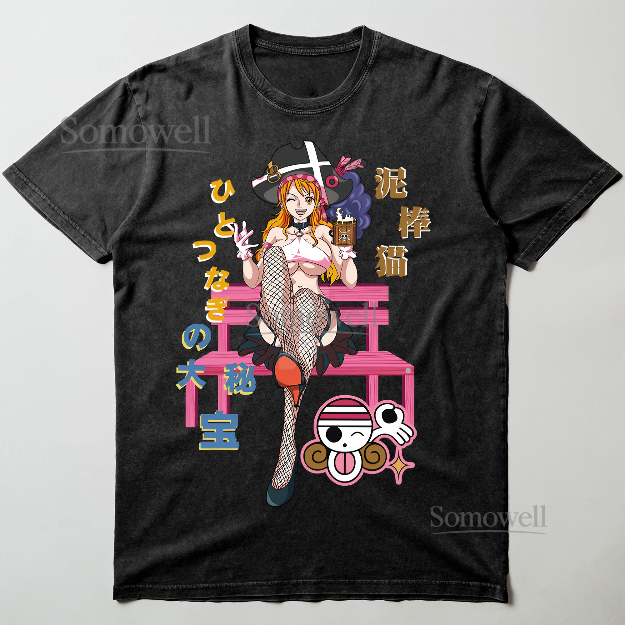 Anime Girl Pirate Bench One Piece Inspired ,hoodie sweatshirt t shirt vintage Japanese Manga T Shirt