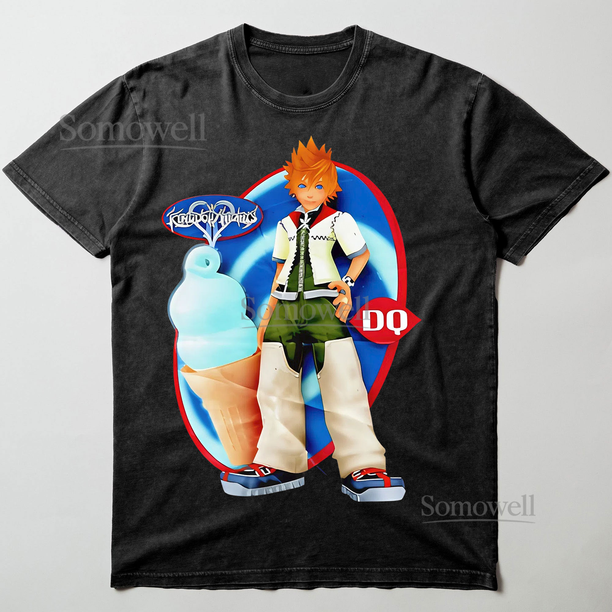 Kingdom Hearts Roxas Dairy Queen Ice Cream Parody Graphic ,hoodie sweatshirt t shirt vintage Game Anime T Shirt