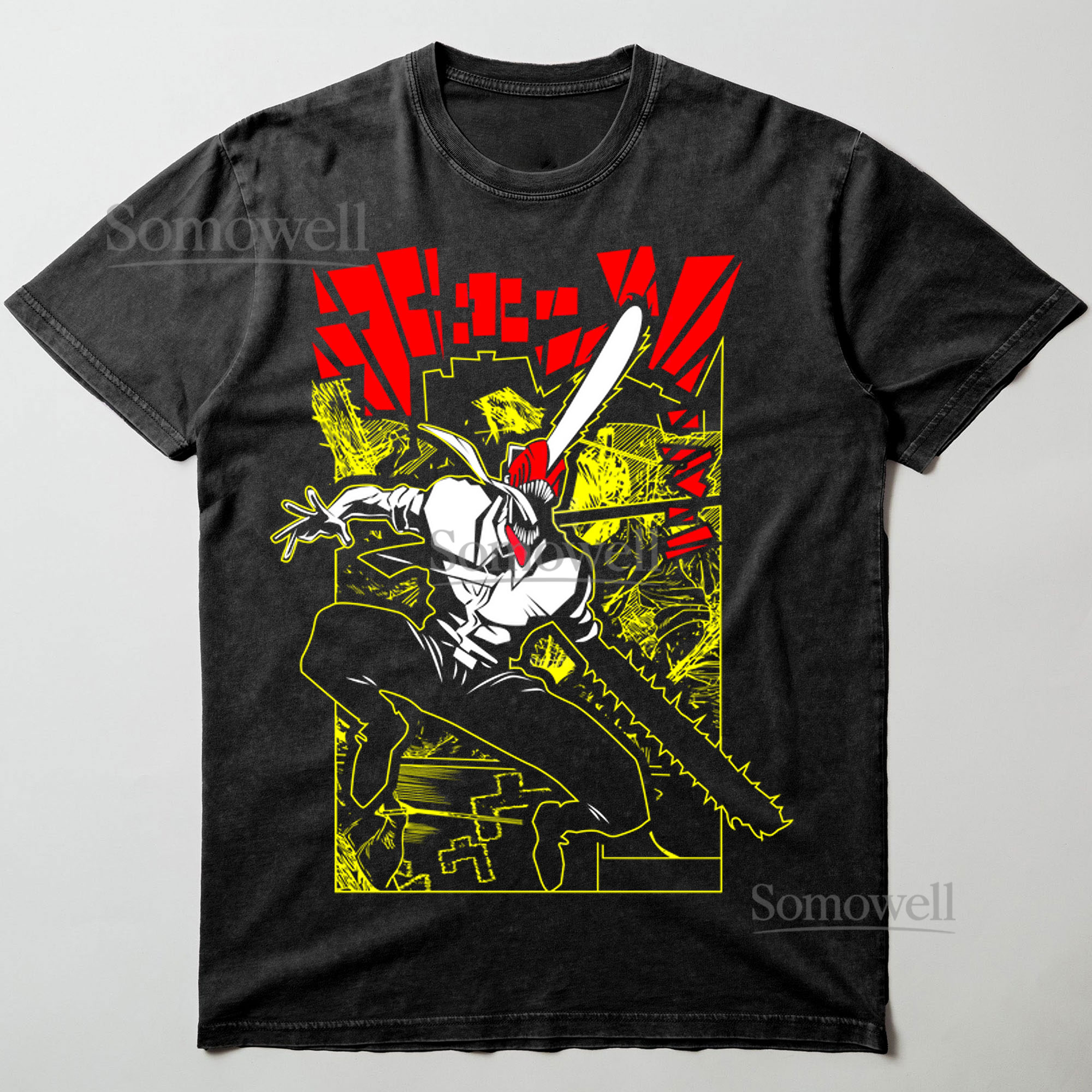 Chainsaw Man Battle Neon Chainsaw Action Anime Graphic ,hoodie sweatshirt t shirt vintage Japanese Streetwear T Shirt