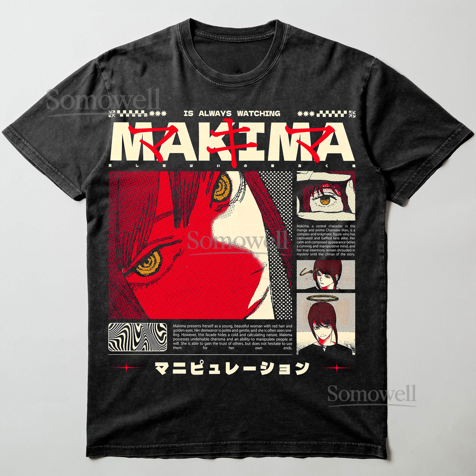 Makima Chainsaw Man Manga Red Eyes Closeup Graphic ,hoodie sweatshirt t shirt vintage Anime Streetwear T Shirt