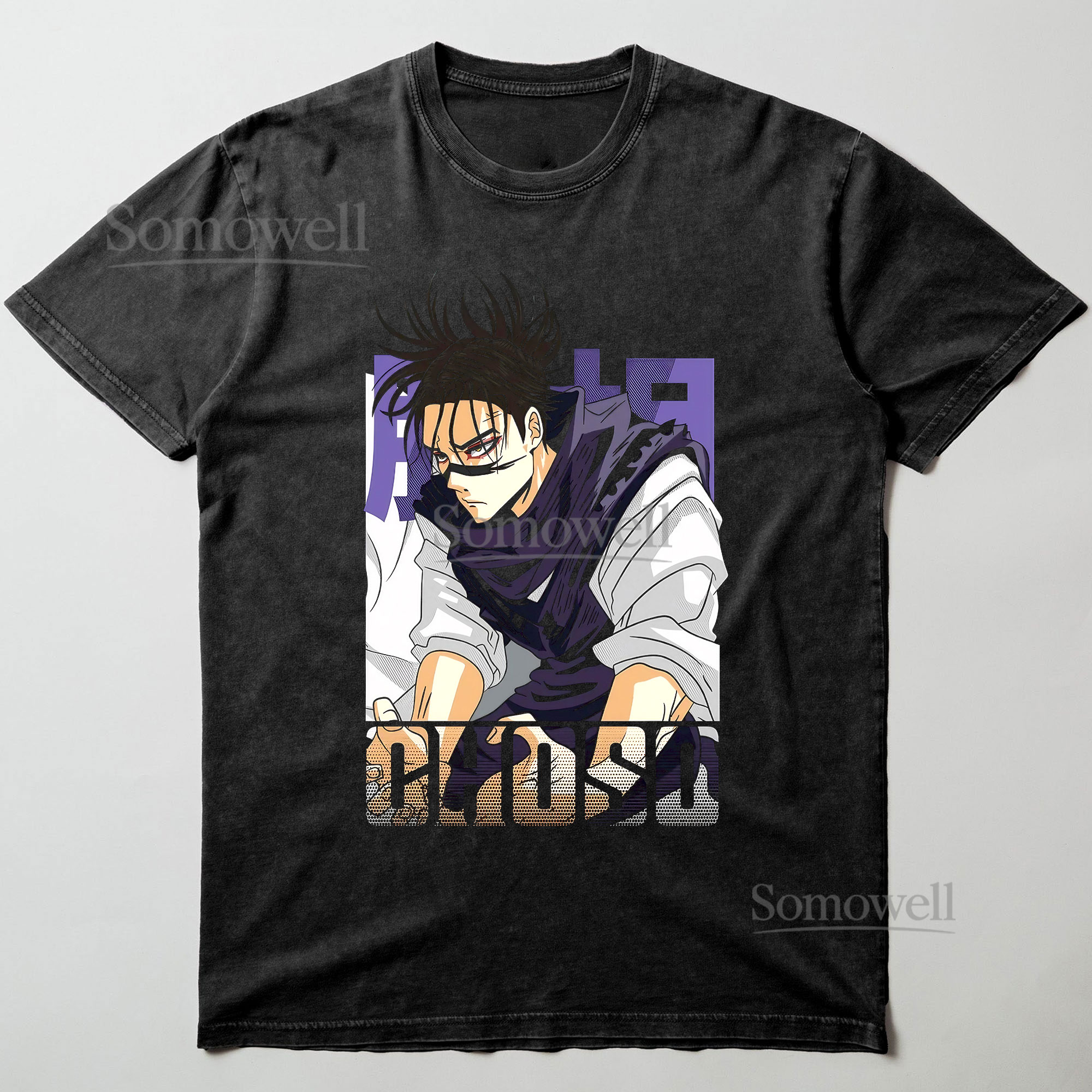 Anime Ghost Fighter Graphic ,hoodie sweatshirt t shirt vintage Purple Tone Manga Illustration Unisex Casual Shirt