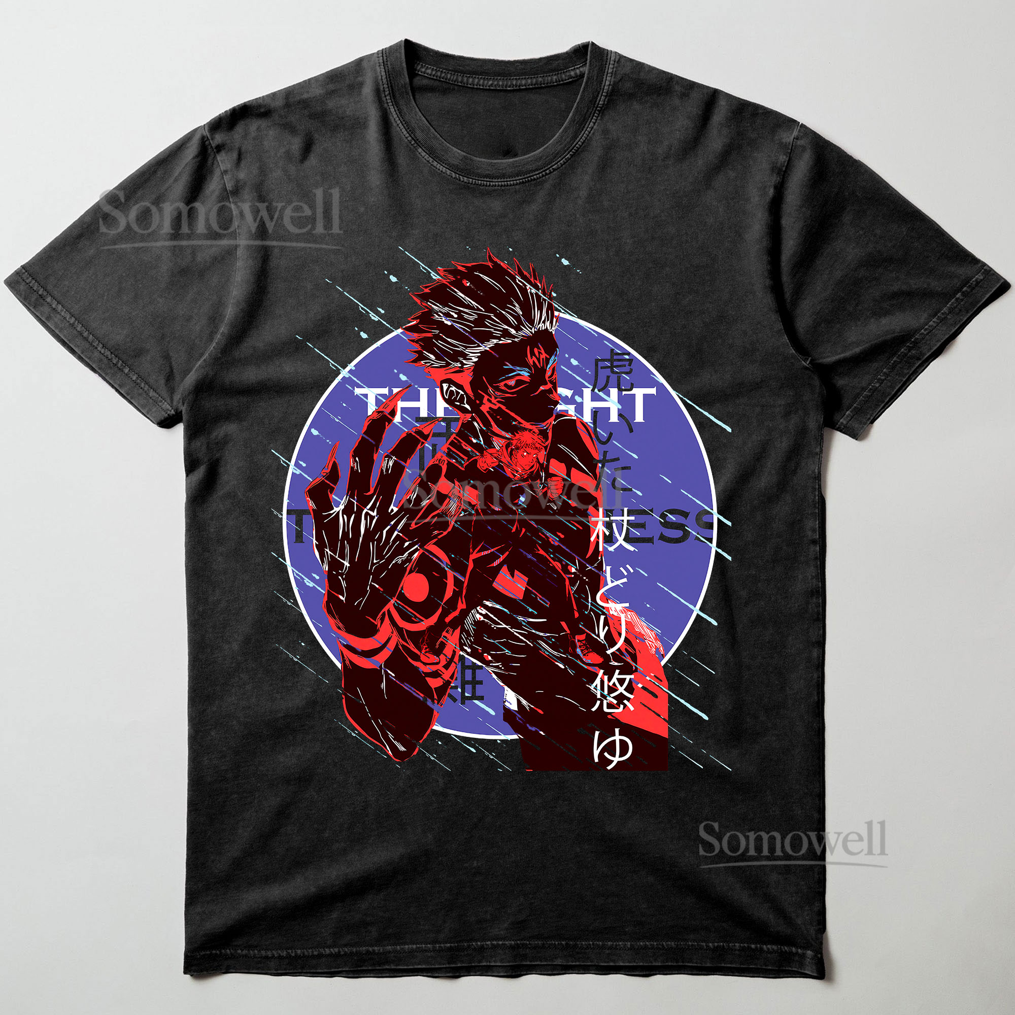 Dark Red Demon Anime Graphic ,hoodie sweatshirt t shirt vintage Striking Manga Character Design Unisex Casual Shirt