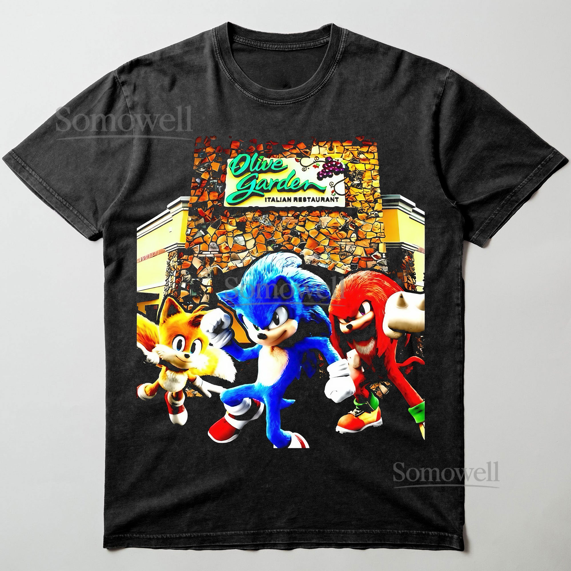 Sonic Team Olive Garden Italian Restaurant Meme Graphic ,hoodie sweatshirt t shirt vintage Sonic Movie T Shirt