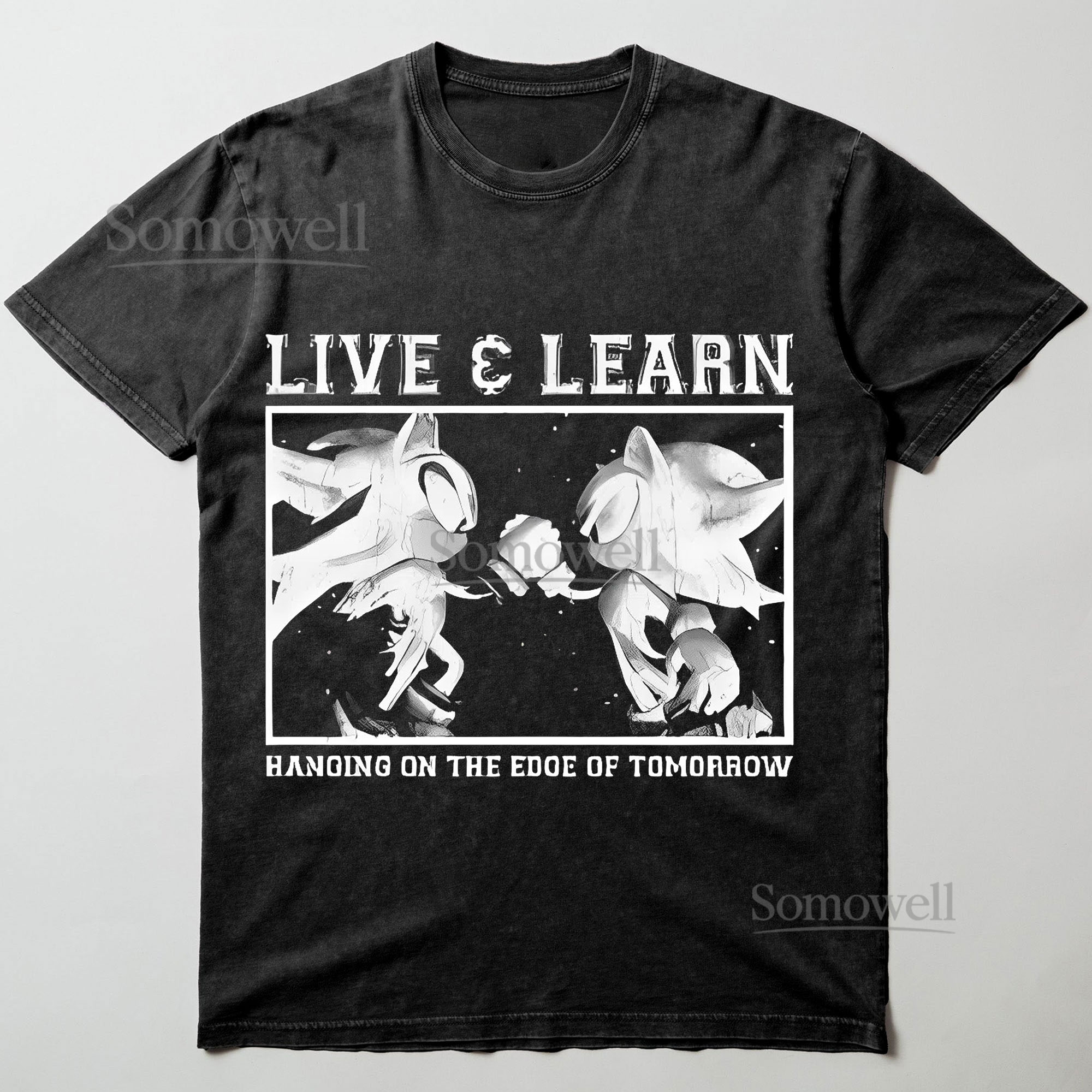 Live And Learn Sonic Adventure Two Shadow Sonic Battle Black White Graphic ,hoodie sweatshirt t shirt vintage