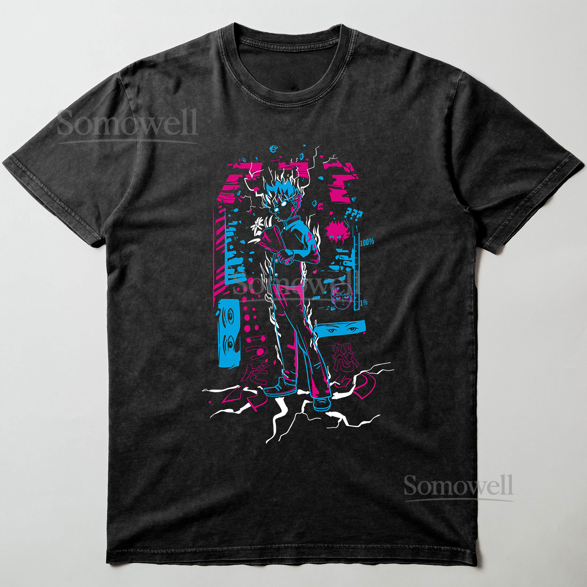 Anime Boy Psychedelic Neon Graphic ,hoodie sweatshirt t shirt vintage Japanese Streetwear T Shirt