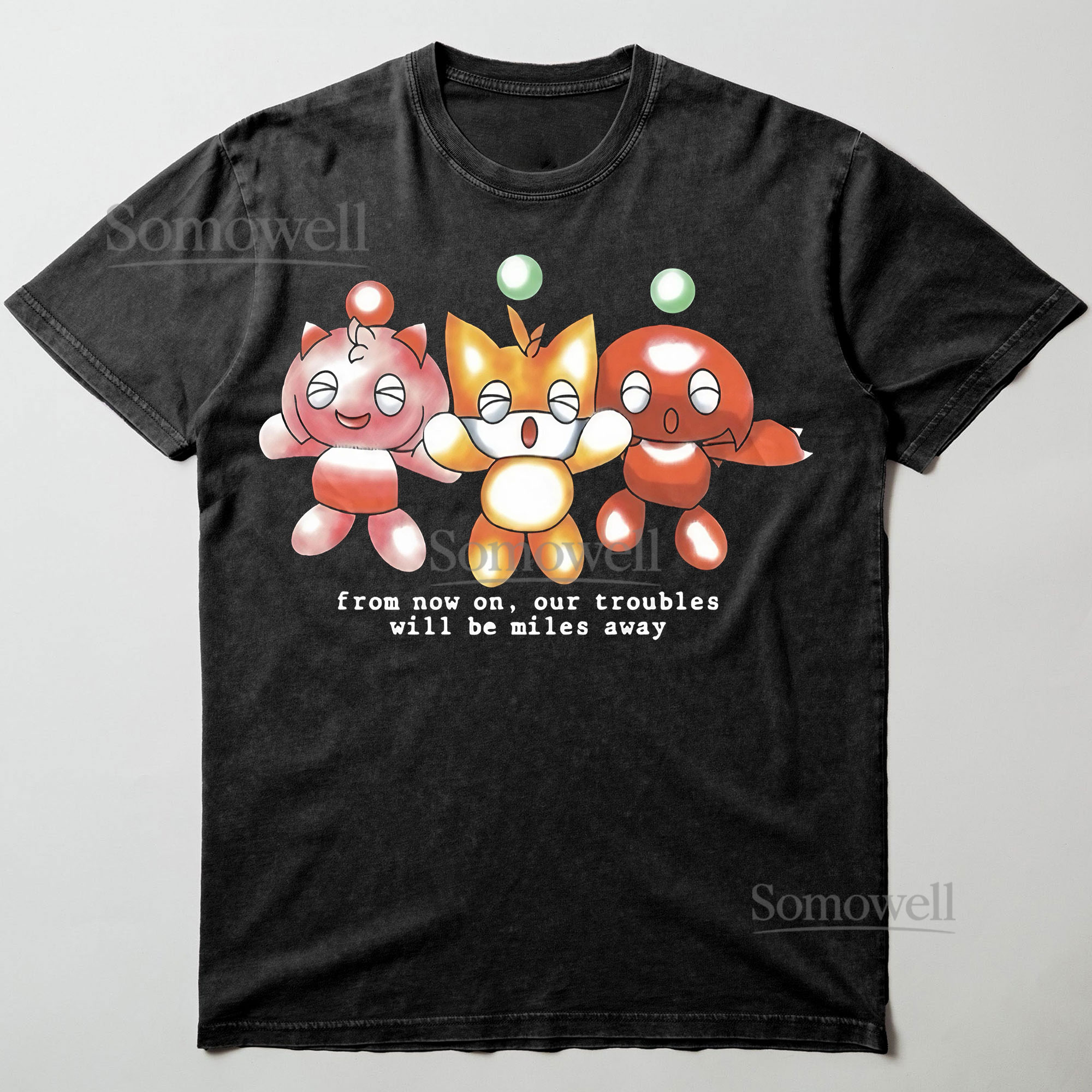 Chao Friends Red Fox Cat Miles Away Quote Graphic ,hoodie sweatshirt t shirt vintage Sonic Adventure T Shirt