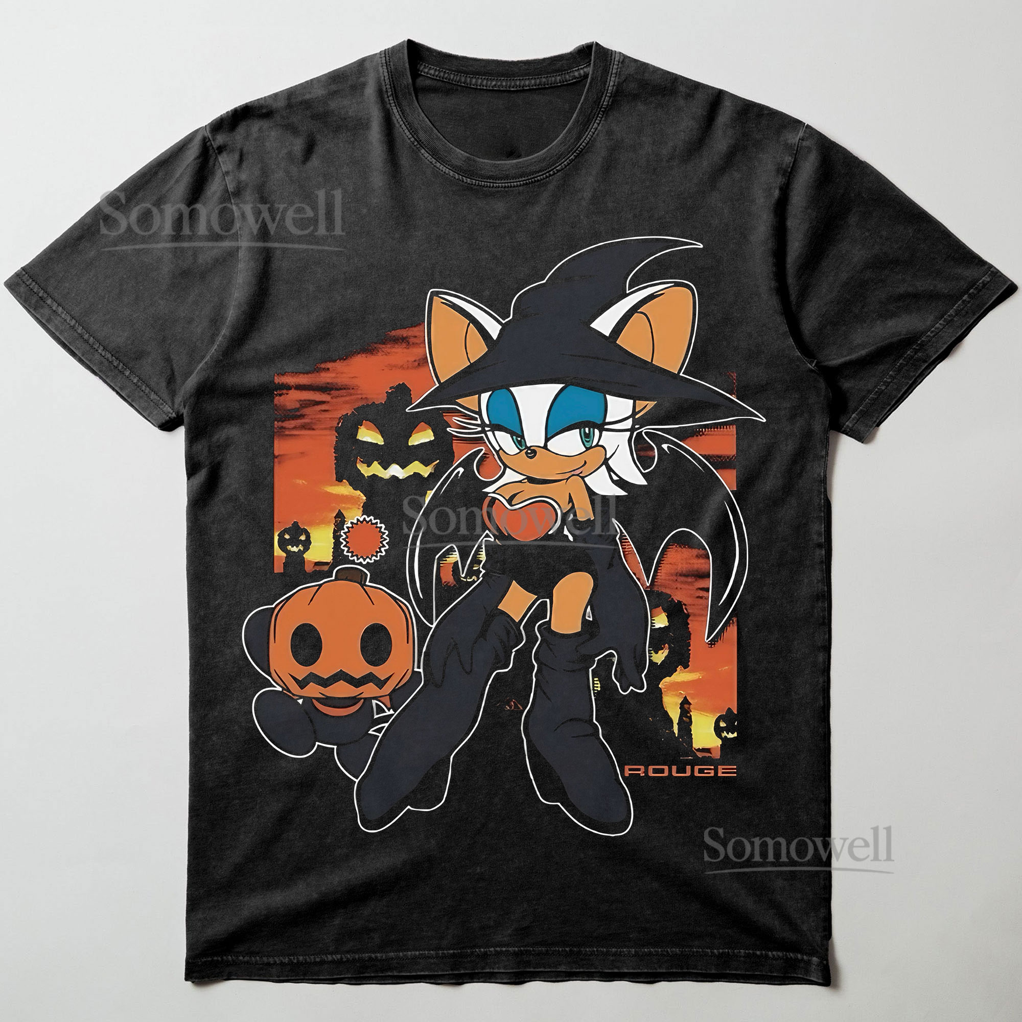 Rouge the Bat Pumpkin Halloween Witch Anime Graphic ,hoodie sweatshirt t shirt vintage Sonic T Shirt