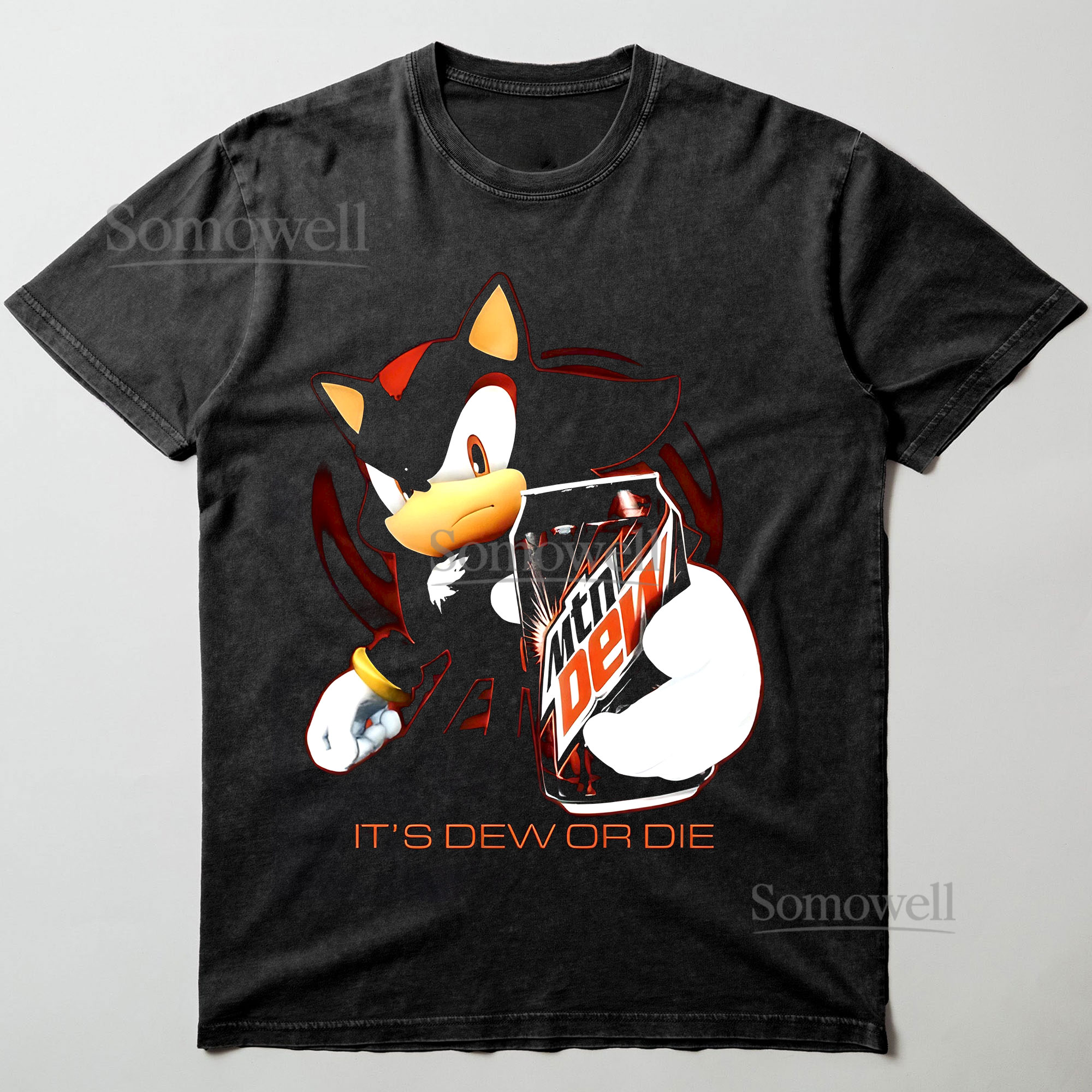Shadow the Hedgehog Dew or Die Meme Graphic ,hoodie sweatshirt t shirt vintage Soda Parody T Shirt