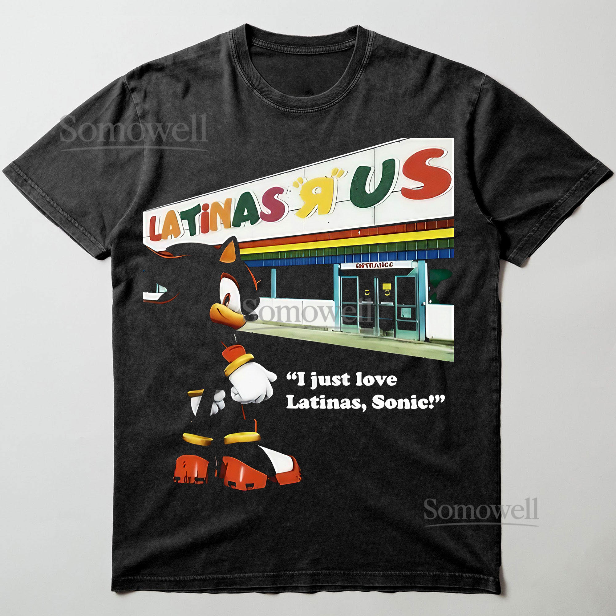 Shadow the Hedgehog Latinas Meme Storefront Graphic ,hoodie sweatshirt t shirt vintage Funny T Shirt