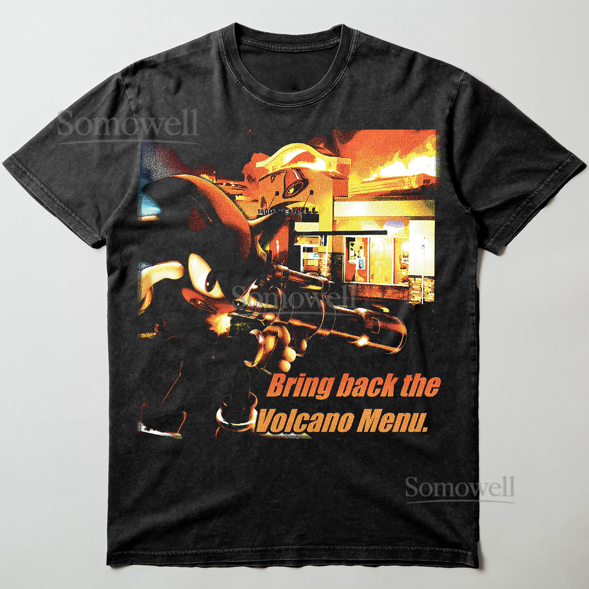 Shadow the Hedgehog Volcano Menu Meme Graphic ,hoodie sweatshirt t shirt vintage Taco Restaurant Funny T Shirt