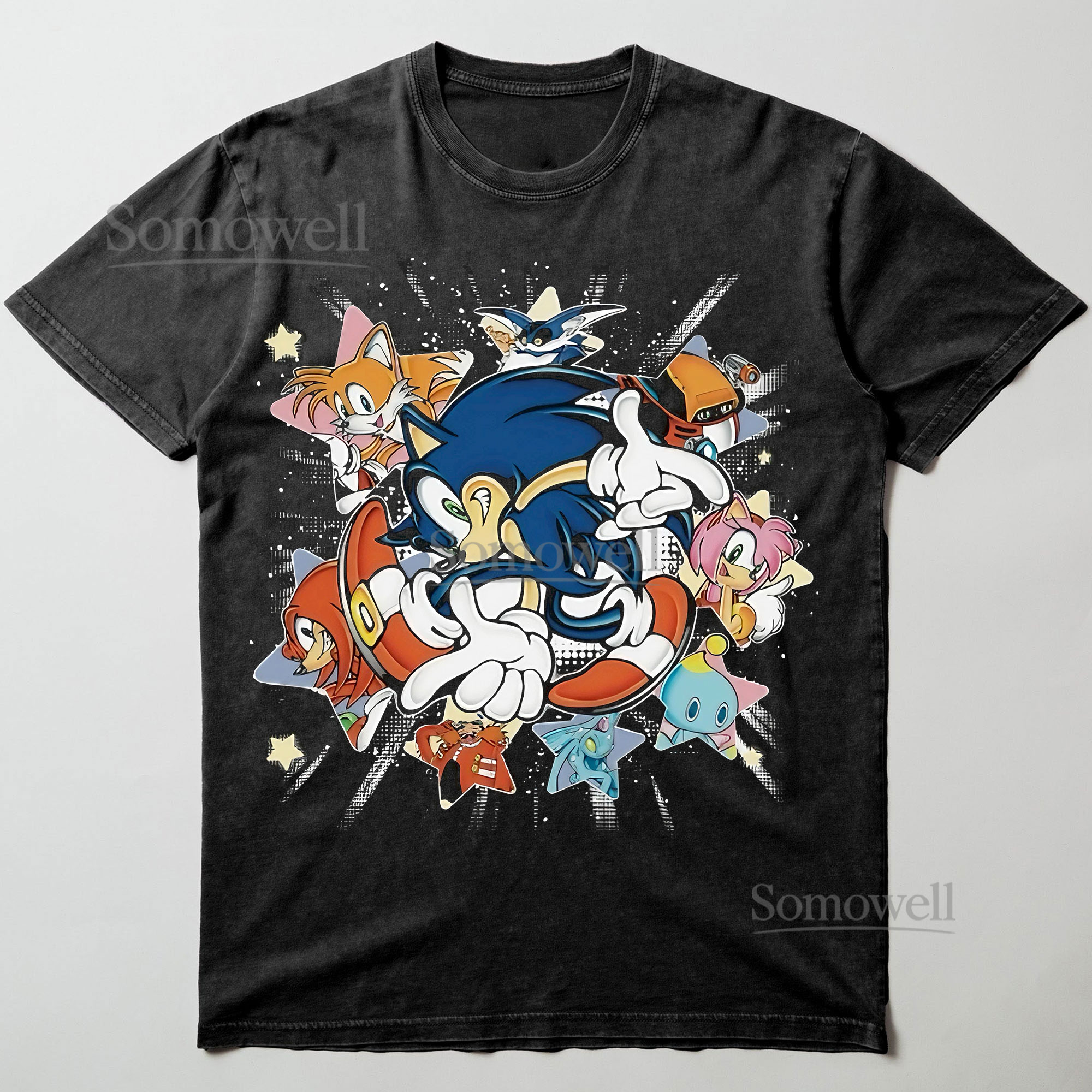 Sonic the Hedgehog Characters Group Art Graphic ,hoodie sweatshirt t shirt vintage Classic Video Game T Shirt