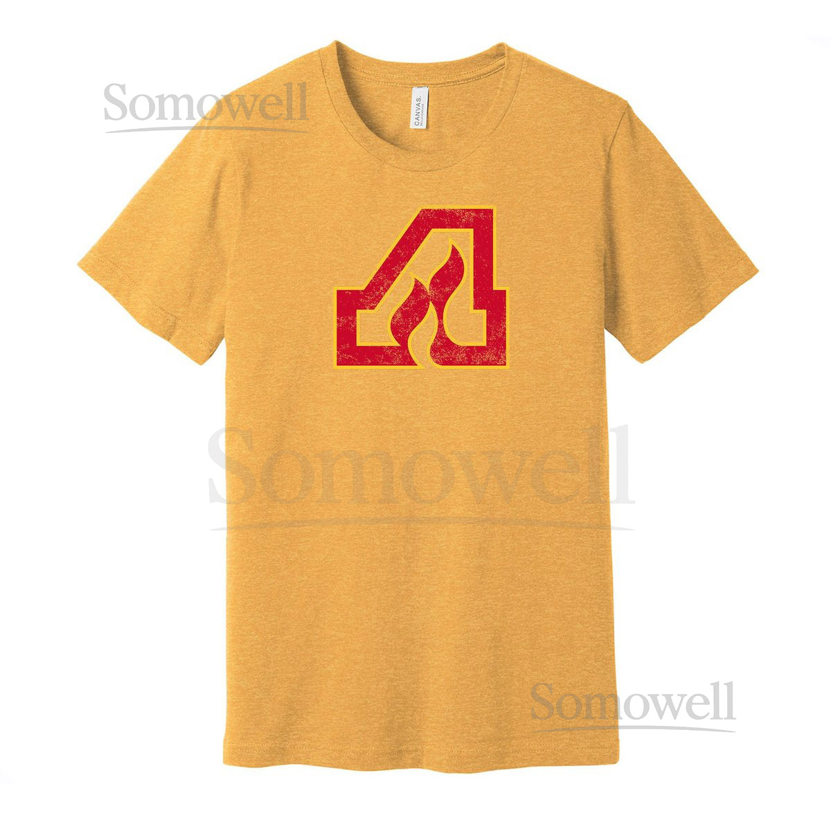 Atlanta Flames Throwback Tee - Retro Distressed Logo Defunct Hockey Team S M L XL XXL 3XL Red Gold Black White Grey Color Choice_22