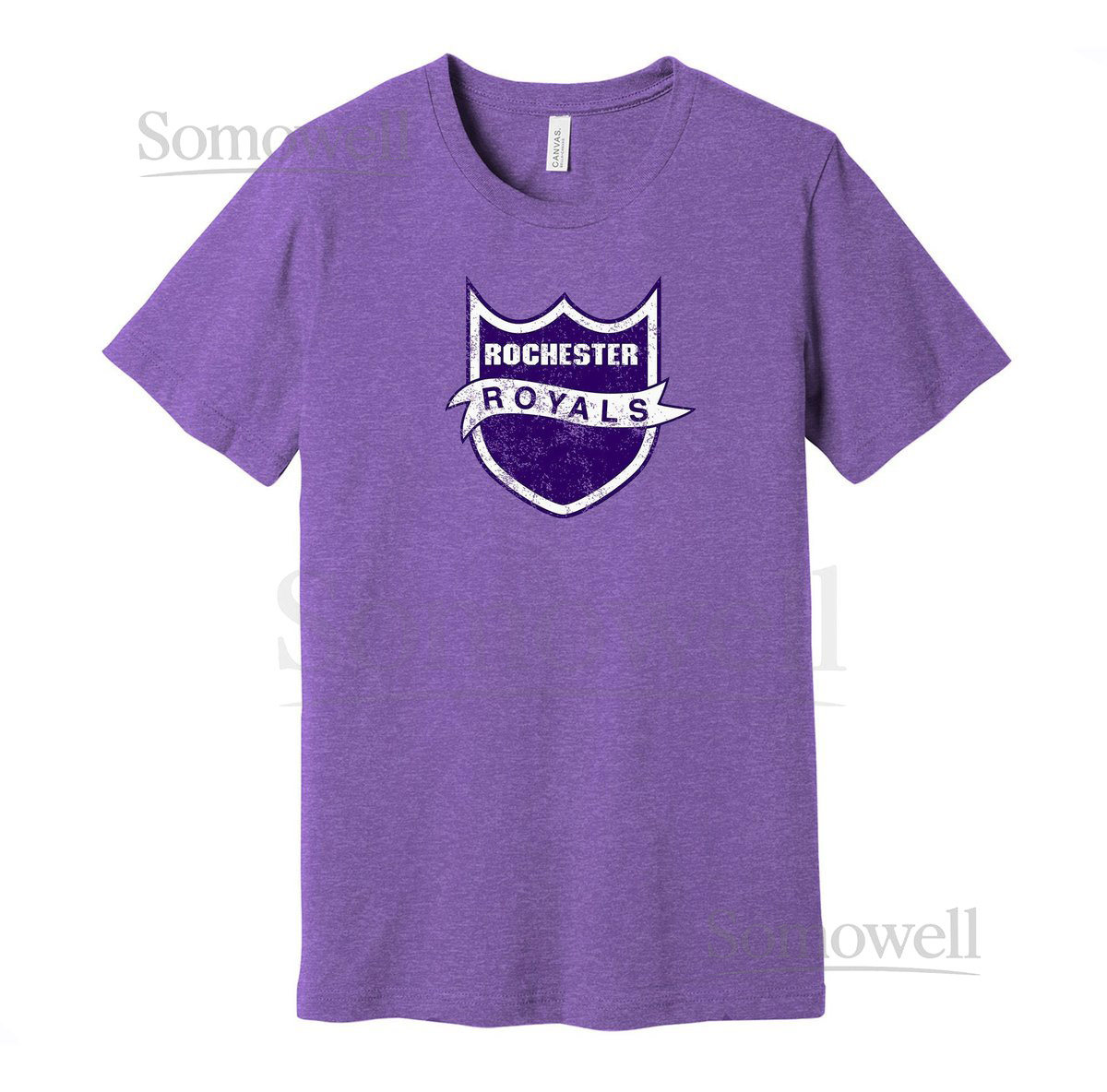 Rochester Royals Throwback Tee - Retro Distressed Logo Defunct Basketball Team S M L XL XXL 3XL Purple Black White Grey Color Choices_729