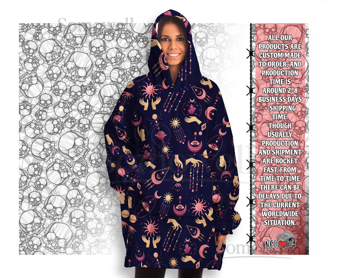 Witchcraft Wisdom Snug Hoodie Blanket Astrology Oversized Wearable Blanket_103