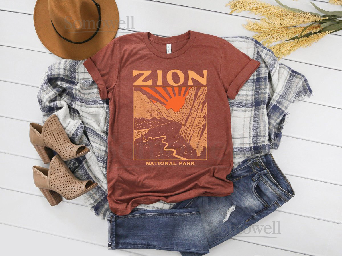 Zion National Park Utah Vintage Clay Unisex Tri Blend T-shirt_835