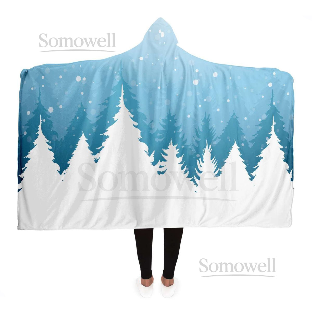 Christmas Trees Blanket Hoodie - Winter Gift for Christmas Cozy Blanket for Friends and Family Christmas Movie Watching Blanket Soft_16