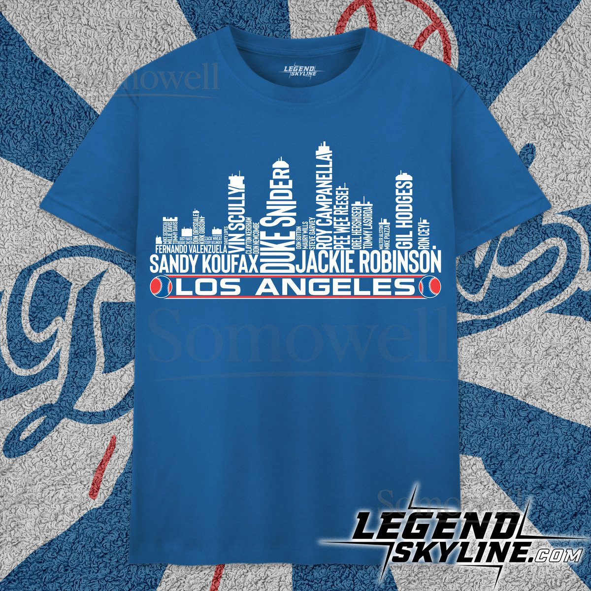 Los Angeles Baseball Greatest Of All Time Team Legends Los Angeles City Skyline Shirt_594