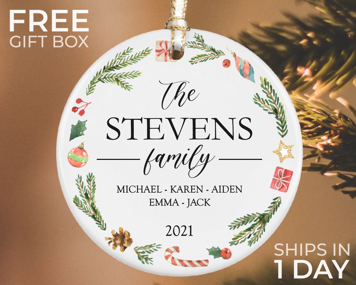 Personalized Family Christmas Ornament Family Christmas Keepsake Family Christmas Gift Christmas Ceramic Ornament 2021 Ornament