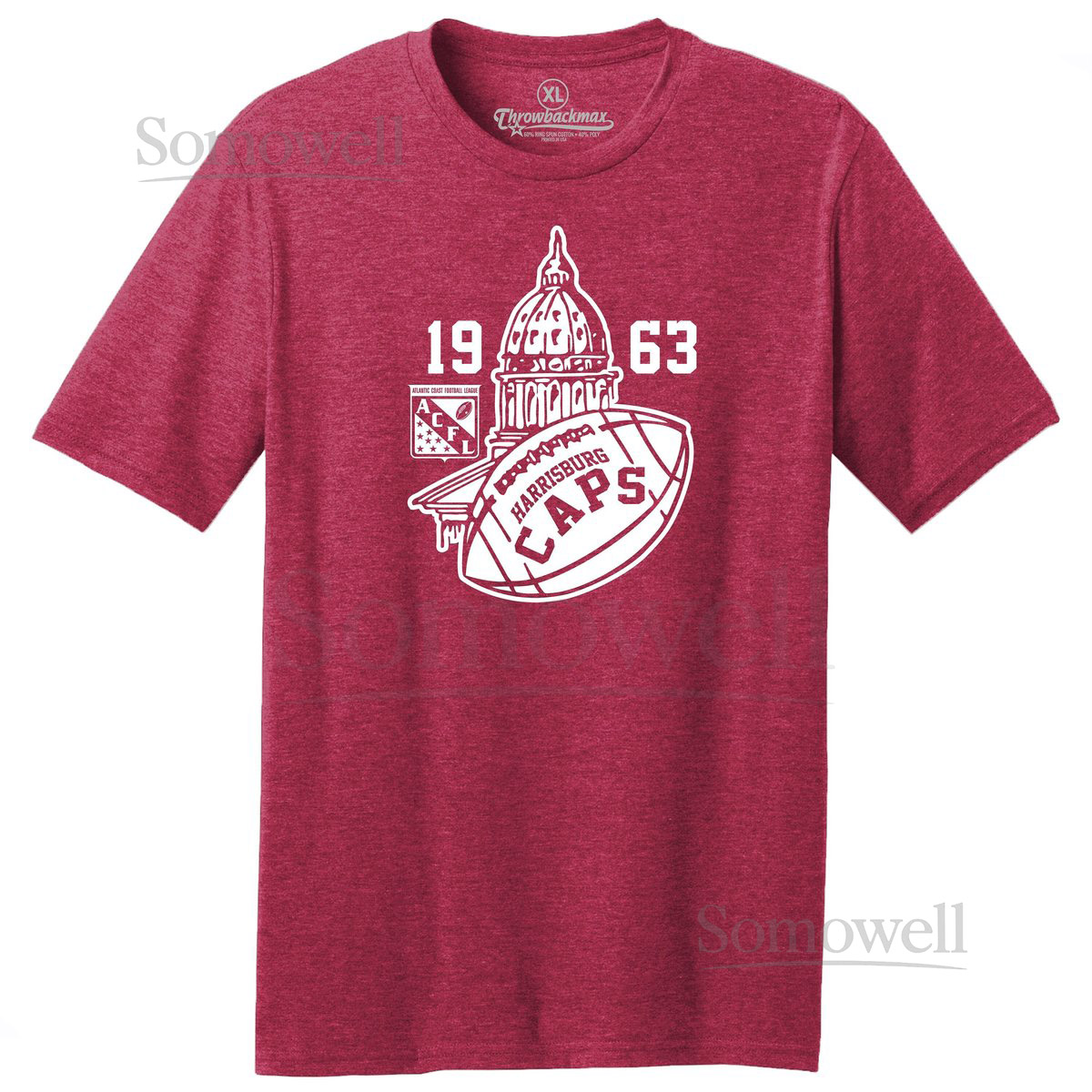 Harrisburg Caps 1963 Football Tee Red Heather Tri-Blend_211