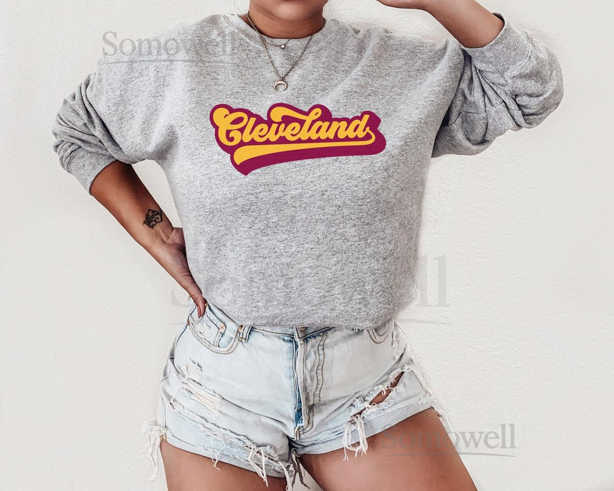 Cleveland Crewneck Sweatshirt Retro 70s Cleveland Basketball Sweatshirt Cleveland Sports Cle Basketball Pullover Cle 216 Ohio Unisex_5