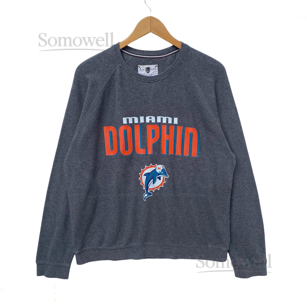MIAMI DOLPHINS Nfl Sweatshirt Sweater Crew Neck Large Pullover National Football League American Gray Colour Dolphin_423
