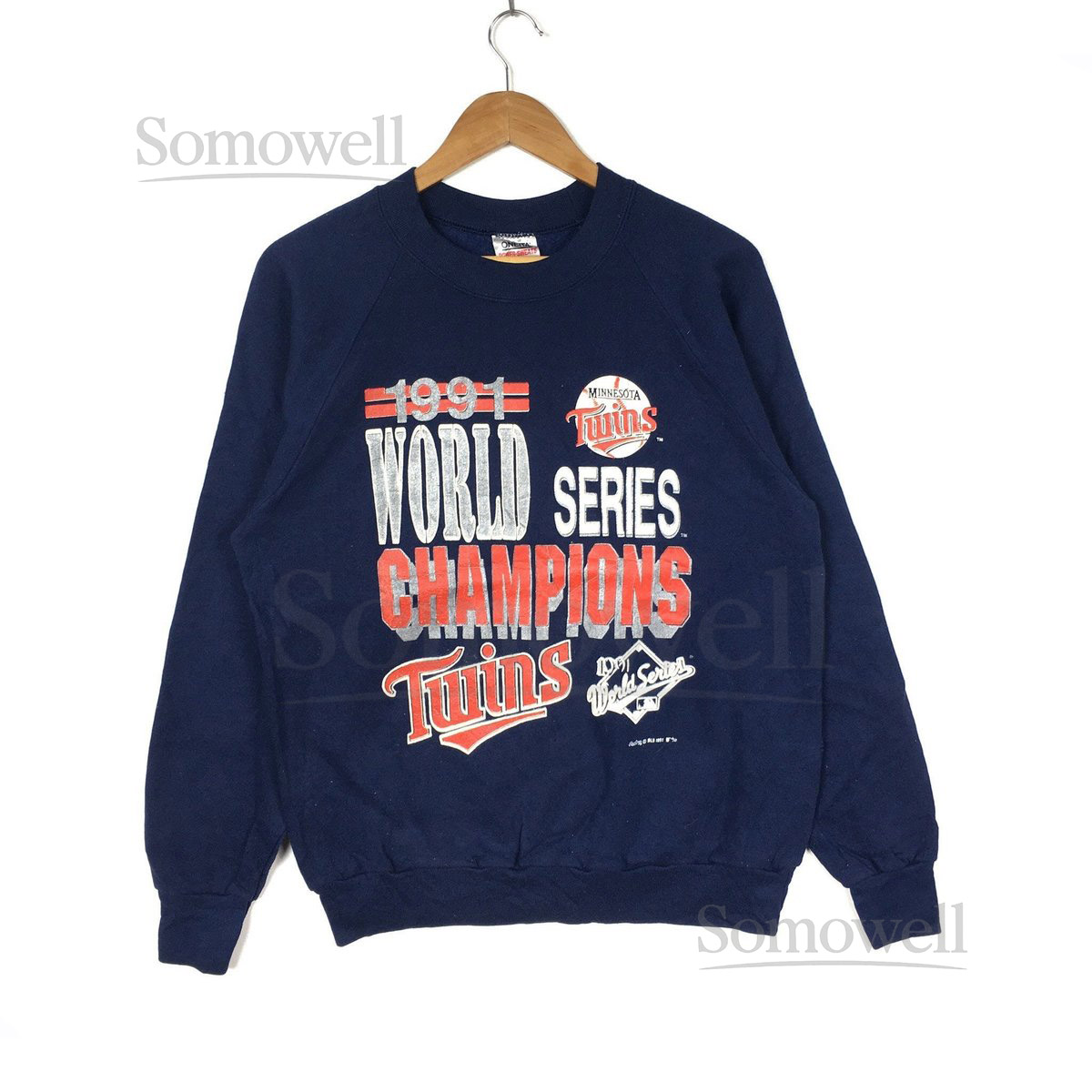 Vintage 1991 MINNESOTA TWINS MLB Baseball Blue Sweatshirt World Series Championship_867