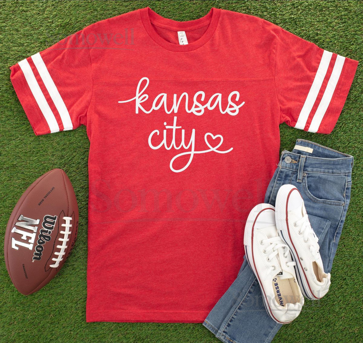 Kansas City Football Red Jersey T-shirt_350