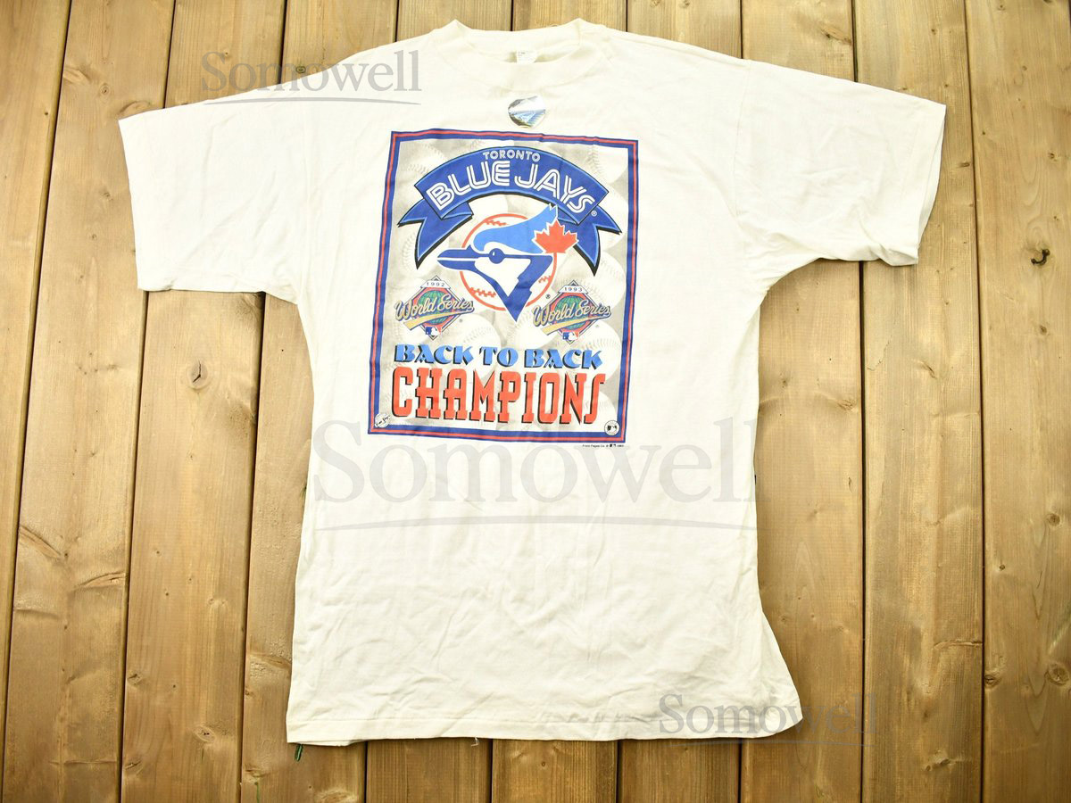 Vintage 1993 Toronto Blue Jays MLB Back To Back World Series Champions T-Shirt Single Stitch 90s Streetwear Deadstock Sportswear_991