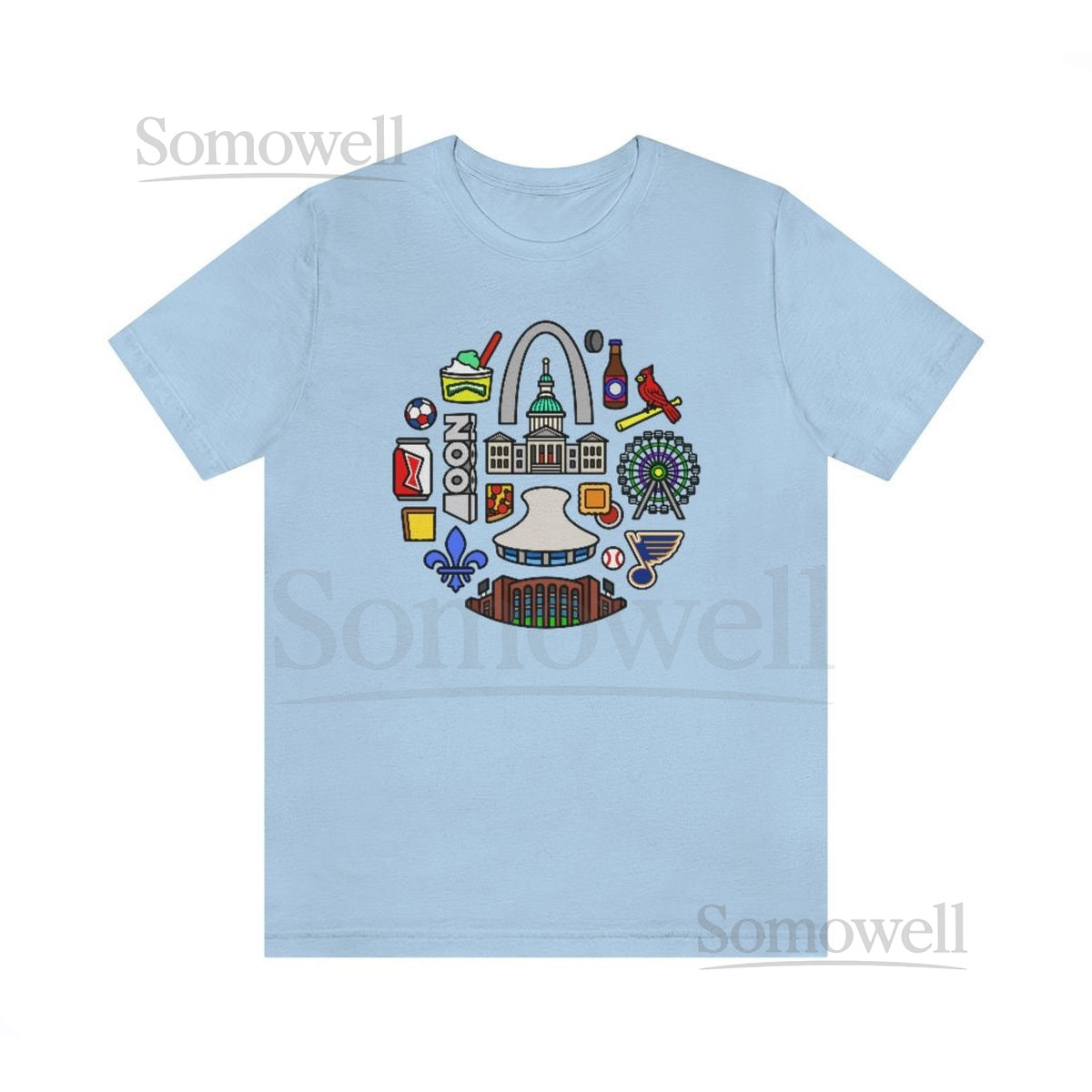 St. Louis Icons Unisex Tee Shirt GrayBaby BlueRed_534