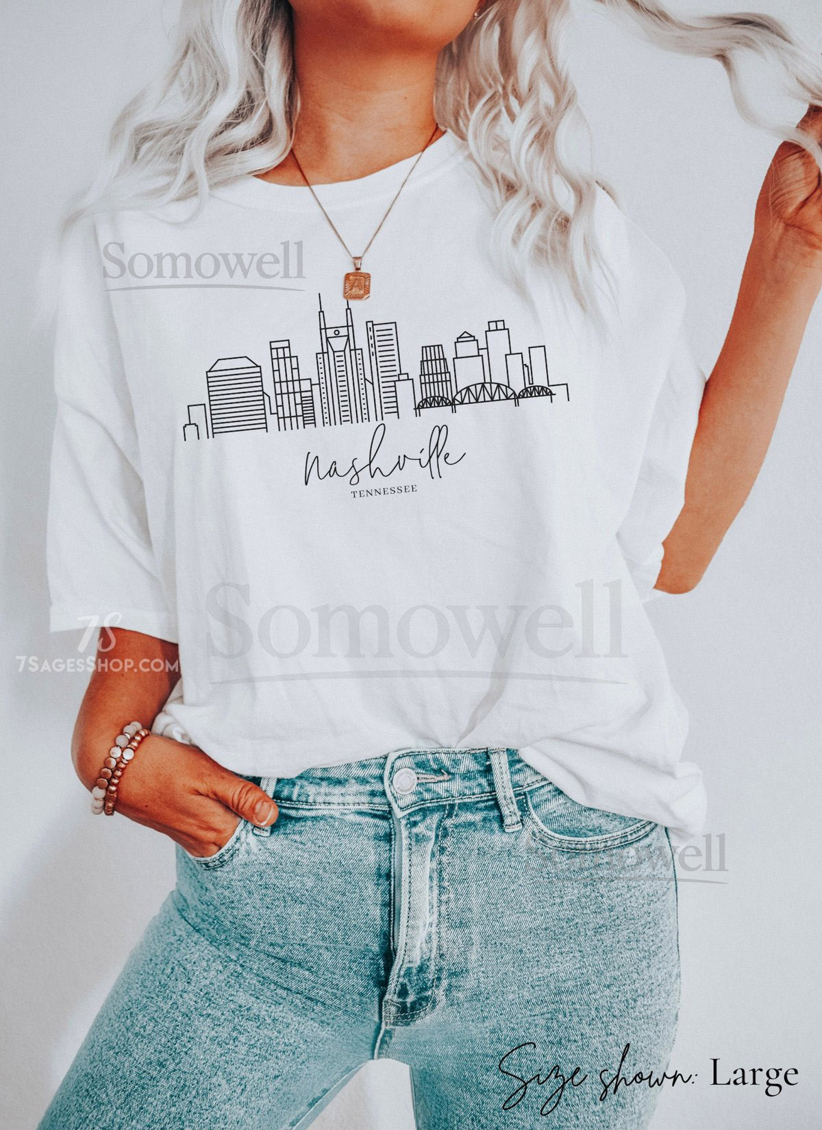 Nashville Skyline Shirt Nashville Tshirt Bachelorette Tennessee Shirts Cityscape Skyline Art Gift Soft Crewneck Tee_349