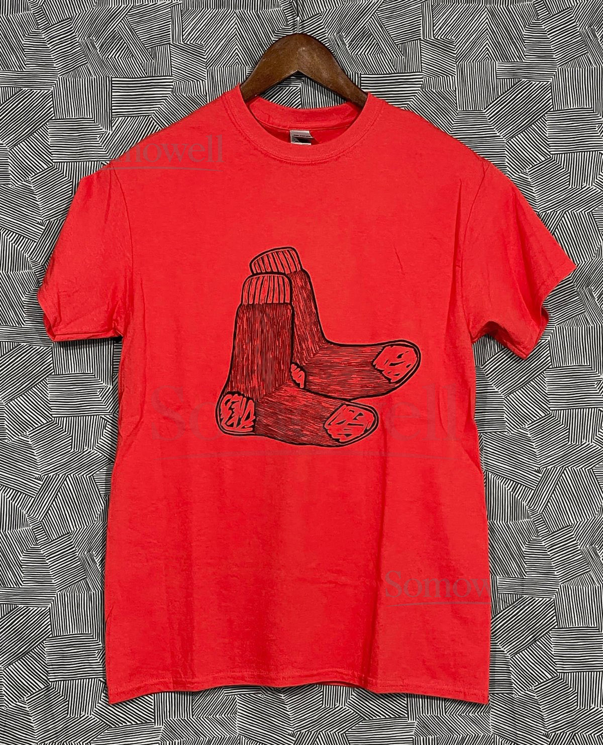 Boston Frickin' Red Sox - Hand-printed Relief Block T-Shirt - MLB Boston Inspired_180