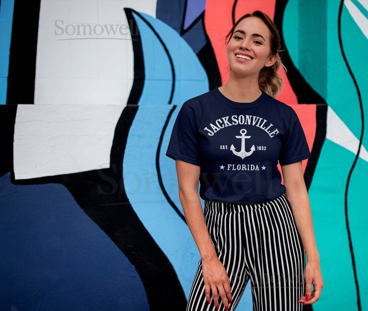 JACKSONVILLE Shirt Unisex In Black Navy Dark Heather Jacksonville FL unique nautical design with anchor Jacksonville Florid_683