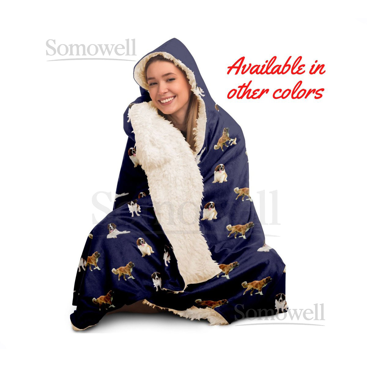 Saint Bernard Sherpa Hooded Blanket Adult Youth Sizes_70