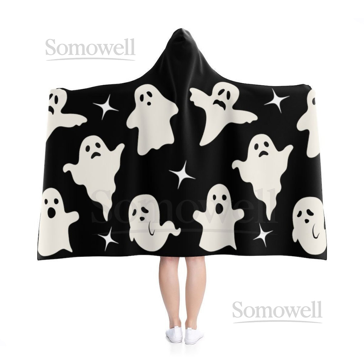 Halloween Blanket Hooded Blanket Hoodie Blanket Ghost Plush Goth Blanket Spooky Season Spooky Vibes Halloween Lover Horror Blanket_48