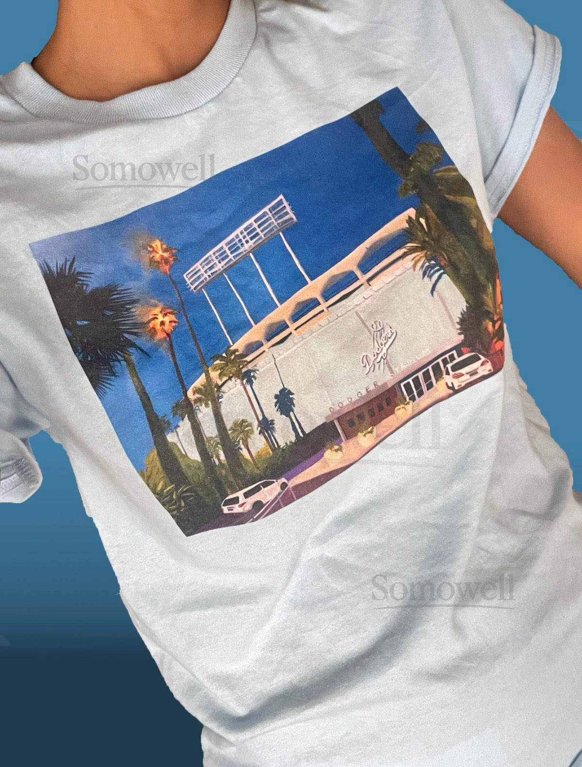 LA Dodgers T-Shirt Burning Palm Tree Baseball Fan Tee_539