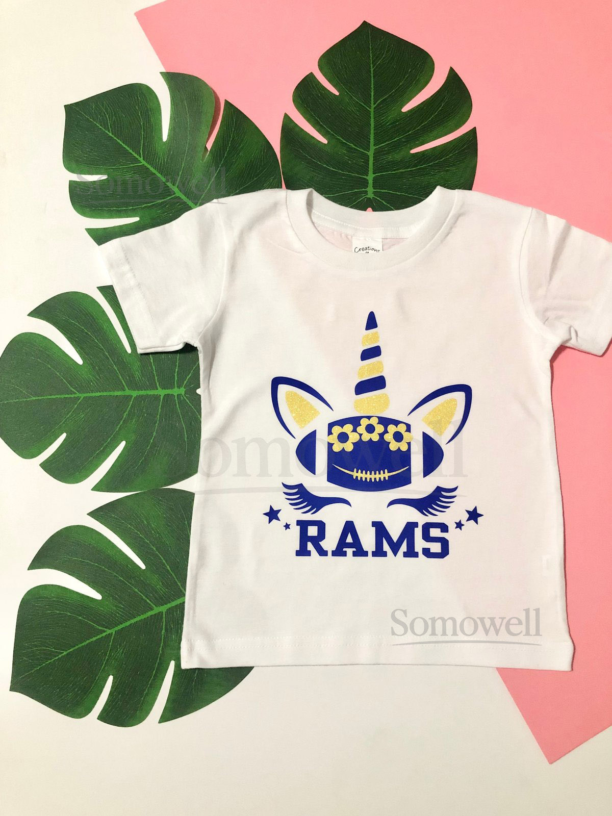 Glitter Unicorn Los Angeles Rams Baby Girl T-Shirt or Onesie_173