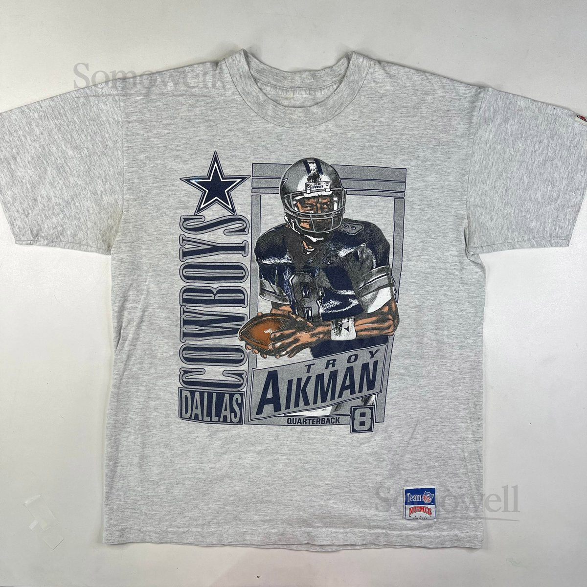 90s Troy Aikman Dallas Cowboys T-shirt Sz L 4087_10