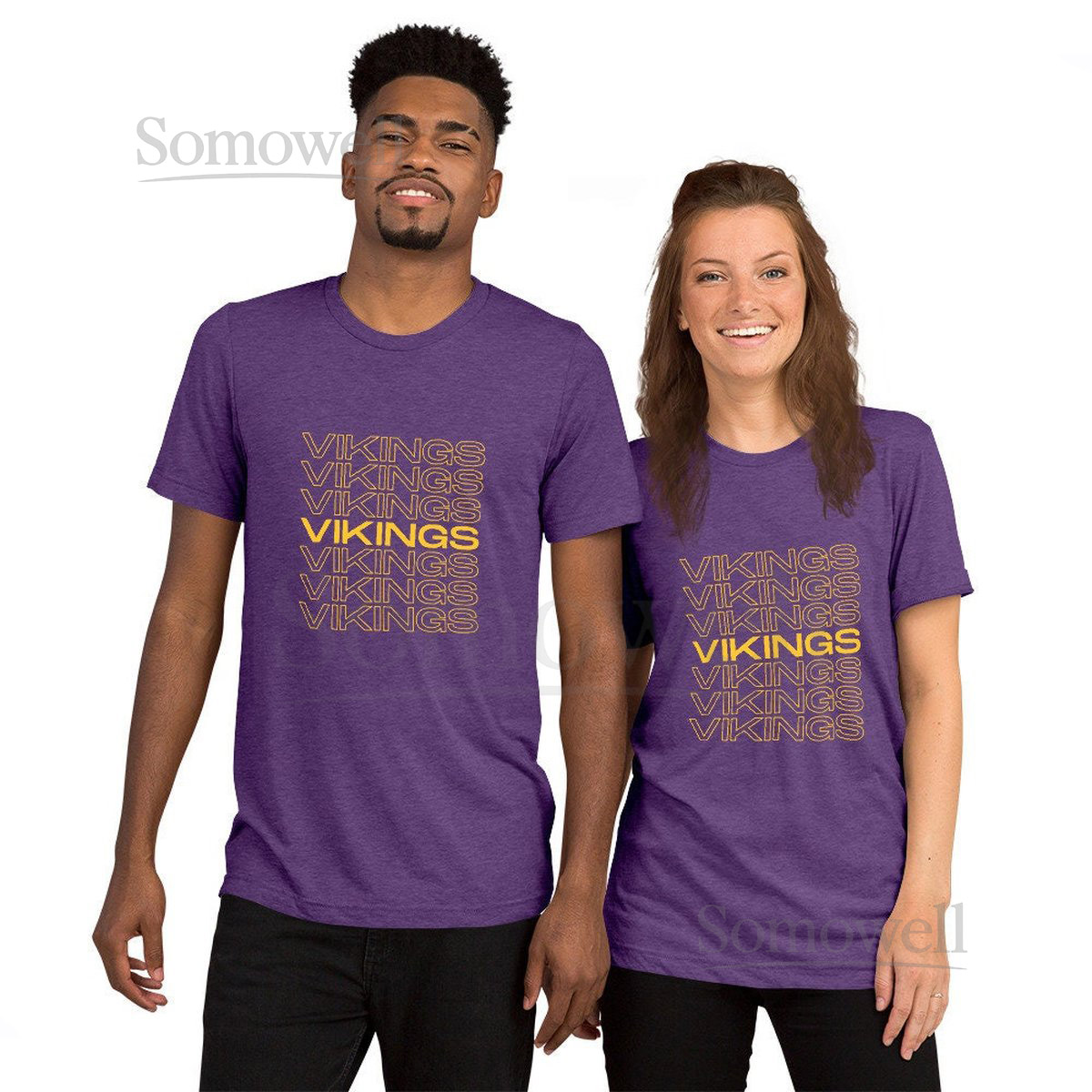 Vikings Football Tri-Blend T-Shirt Minnesota Vintage Sports_849