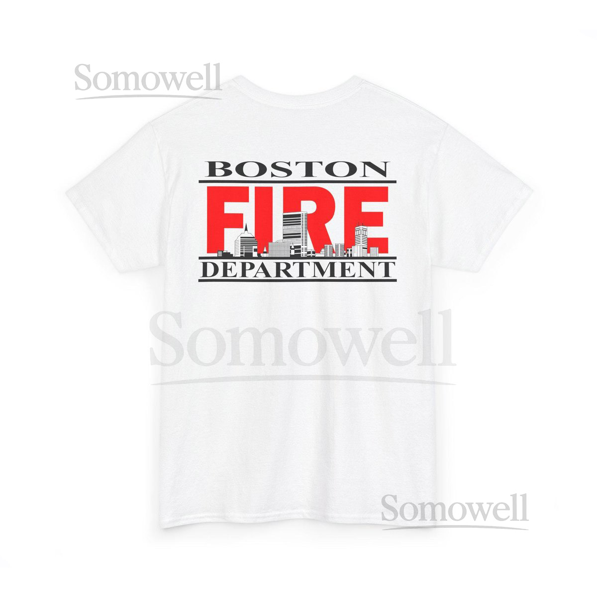 Boston Fire Department Skyline Cityscape Heavy Cotton Tee Shirt tshirt_179