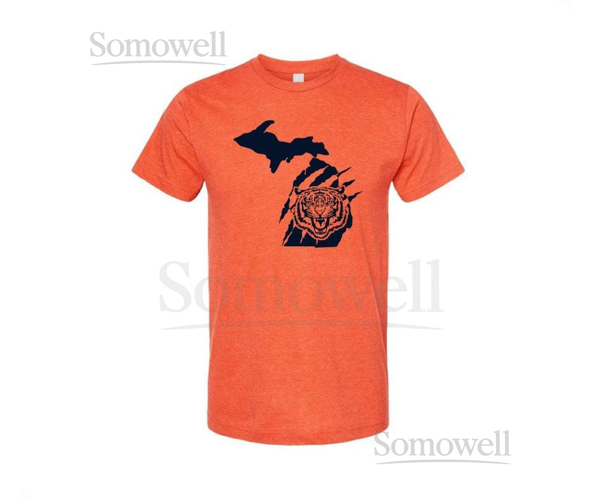 Michigan Tigers Tshirt- Detroit- Baseball- Tiger Fans- Tiger Baseball- Baseball shirt- Michigan Made_563