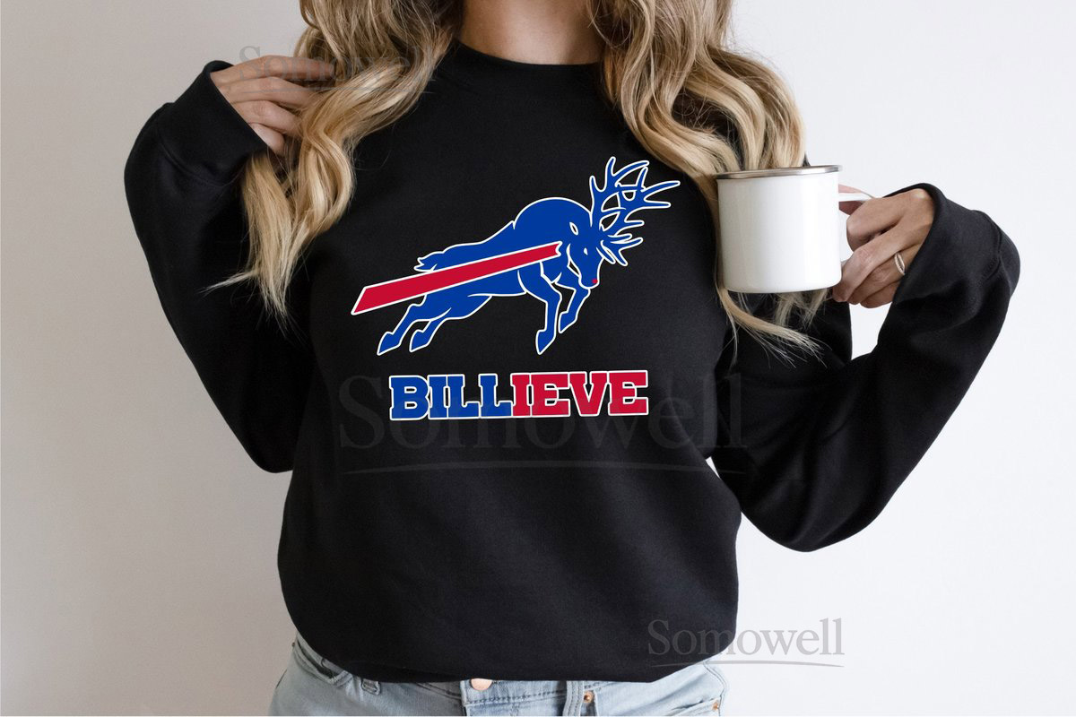 Bills Christmas Reindeer Let's Go Buffalo This is Our Year Bill-ieve IT Sweatshirt Sassy Pants Tees dtg_207