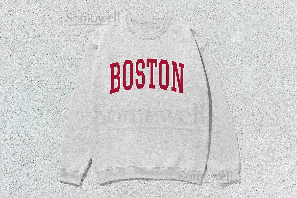 Boston Sweatshirt Collegiate Crewneck Sweater Unisex Red_223