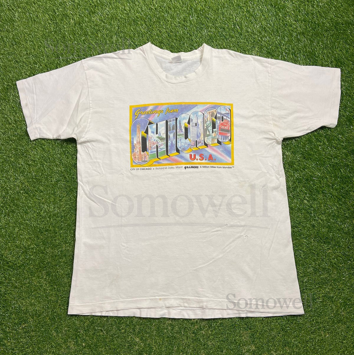 Vintage Chicago T Shirt Tee Fruit of the Loom Made USA Size XXL Windy City Illinois Bulls Bears Cubs White Sox Blackhawks 80s 1980s Tourist_458