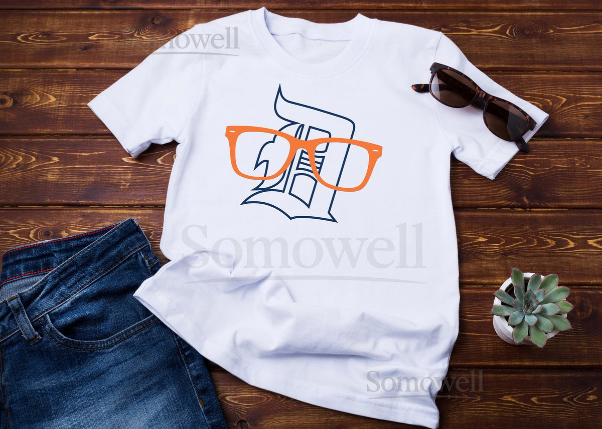 Old English D shirt glasses fun funky summer baseball basketball football Detroit Gift Michigan spring training opening day_690